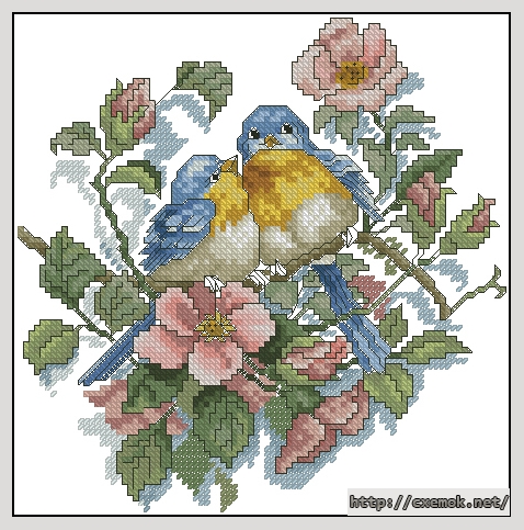 Download embroidery patterns by cross-stitch  - Parula warblers, author 