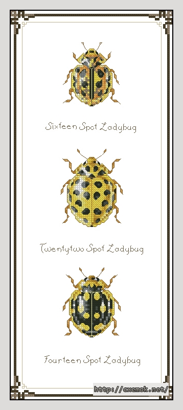 Скачать схему вышивки нитками Yellow Ladybugs, автор 