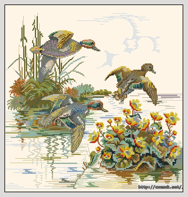 Download embroidery patterns by cross-stitch  - Wild ducks, author 