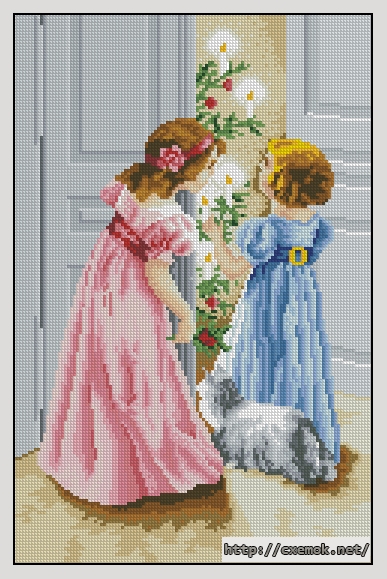 Download embroidery patterns by cross-stitch  - Барышни, author 