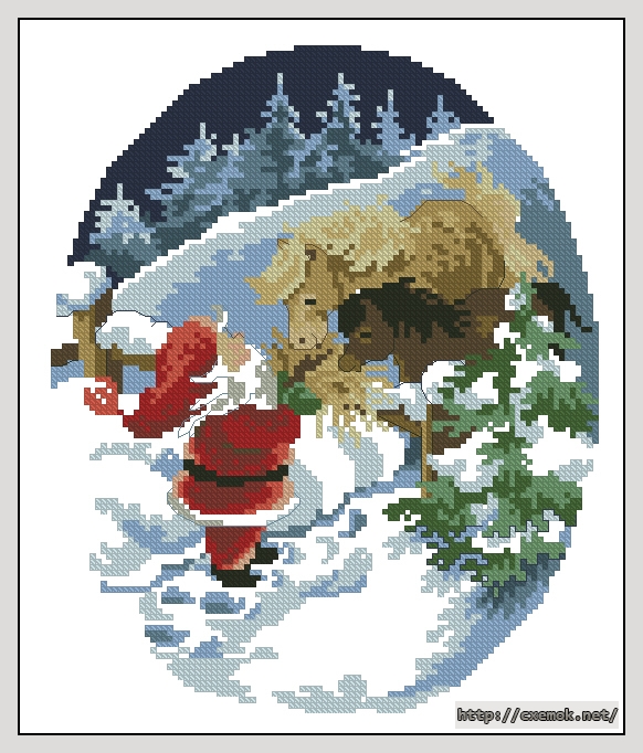 Download embroidery patterns by cross-stitch  - Santa claus with horse, author 