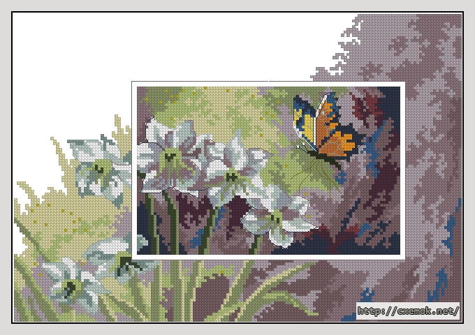 Завантажити схеми вишивки нитками / хрестом  - Lily with butterfly, автор 