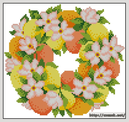 Скачать схемы вышивки нитками / крестом  - Easter wreath, автор 
