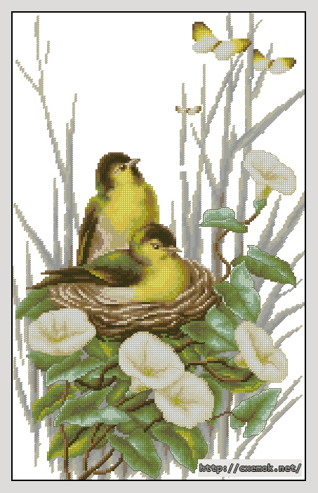 Download embroidery patterns by cross-stitch  - Птички в гнезде, author 