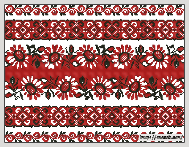 Download embroidery patterns by cross-stitch  - Pушник ромашкове поле
