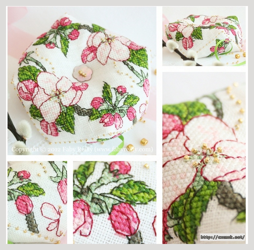 Download embroidery patterns by cross-stitch  - Biscornu fleur de pommier, author 