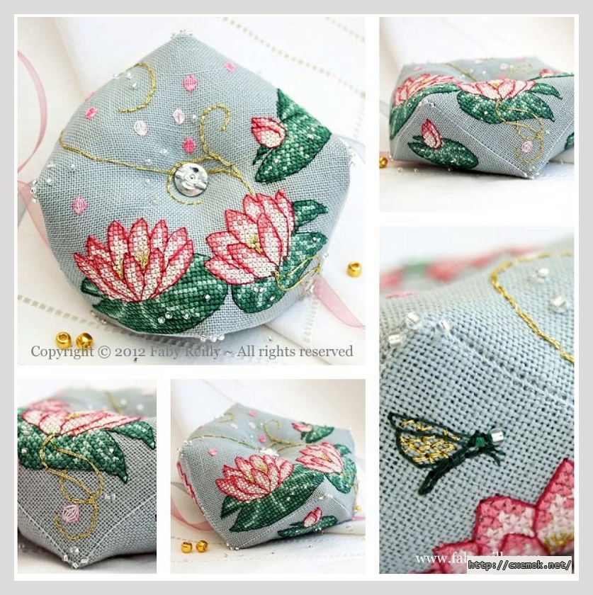 Download embroidery patterns by cross-stitch  - Pink lotus biscornu, author 