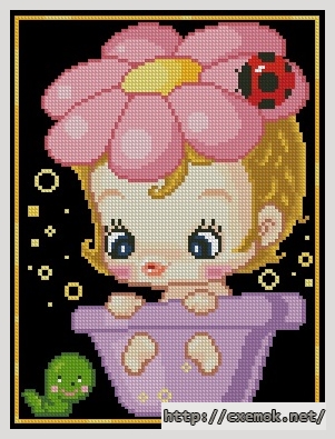 Download embroidery patterns by cross-stitch  - Bambina con fiore, author 