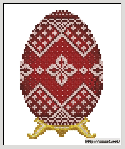 Скачать схему вышивки нитками Red Faberge Egg with Silver Flowers, автор 