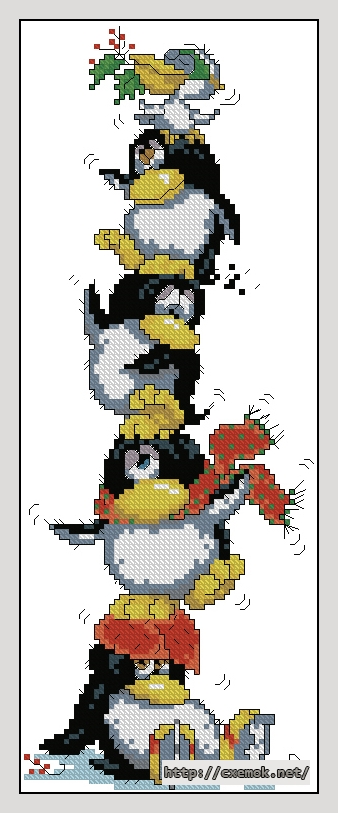Download embroidery patterns by cross-stitch  - Penguins, author 