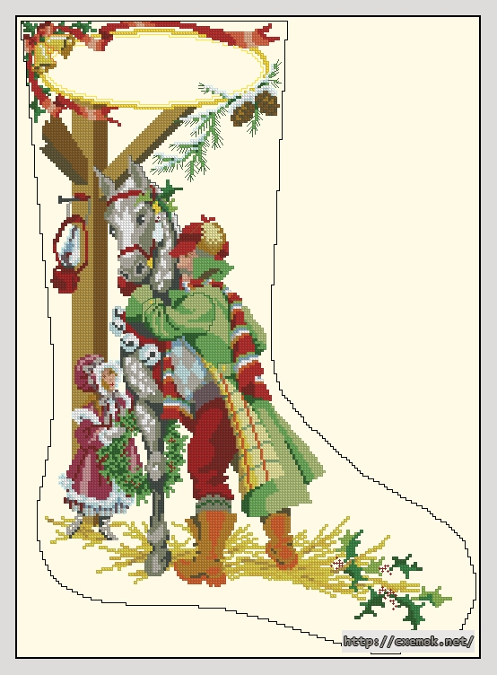 Download embroidery patterns by cross-stitch  - Time for sleigh rides