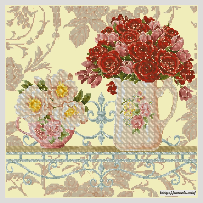 Download embroidery patterns by cross-stitch  - Chintz and roses, author 