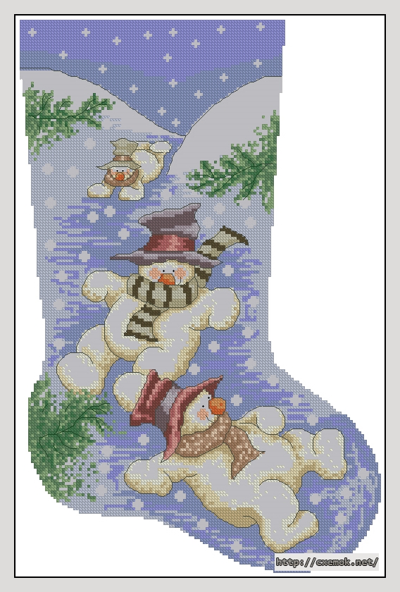 Download embroidery patterns by cross-stitch  - Snowman stocking, author 