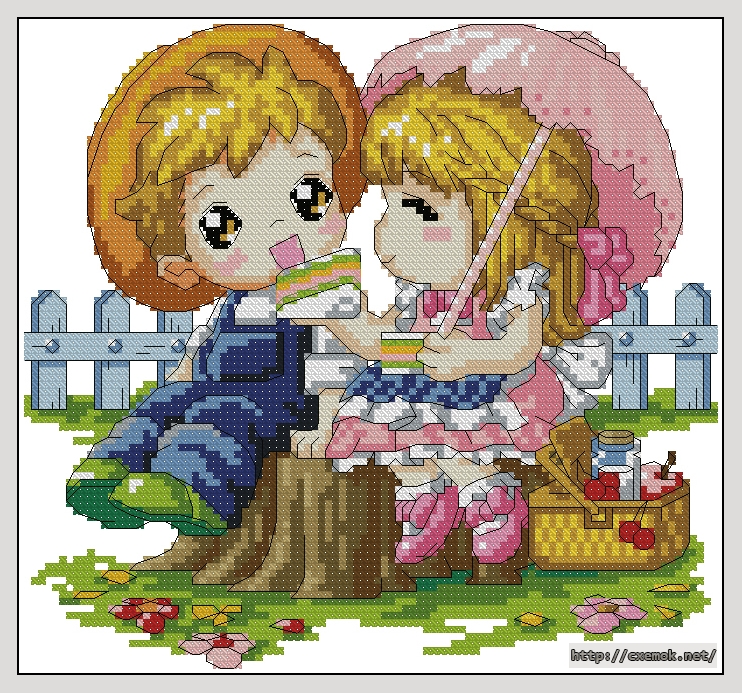 Download embroidery patterns by cross-stitch  - На пикнике, author 