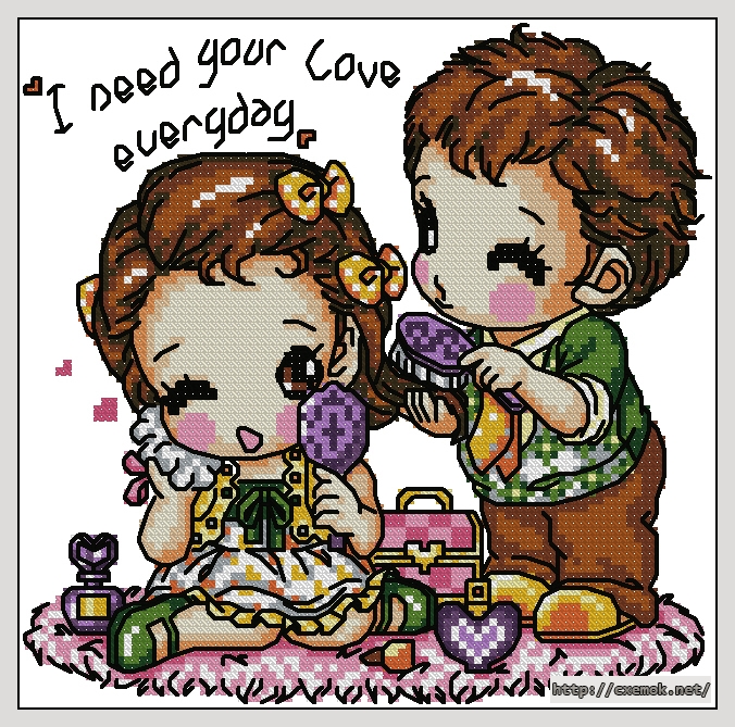Download embroidery patterns by cross-stitch  - I need you cove everyday, author 