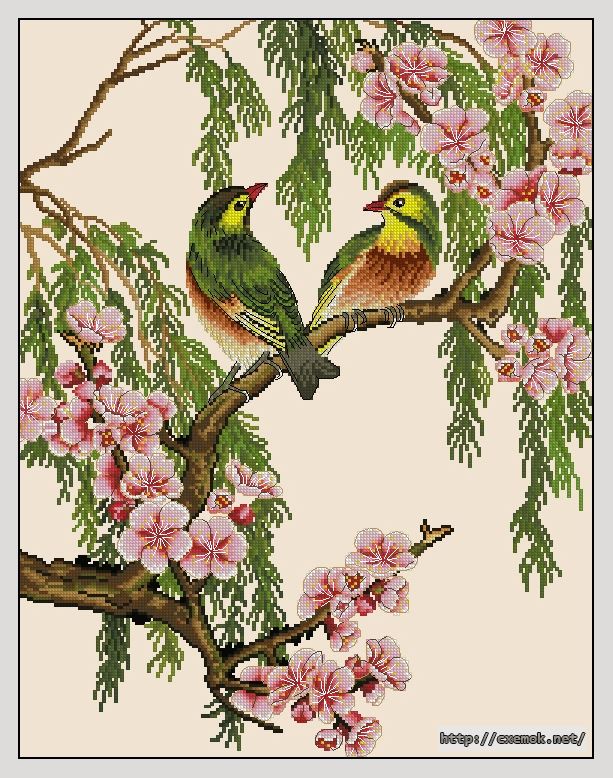 Download embroidery patterns by cross-stitch  - Lovesing bird, author 
