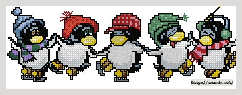 Download embroidery patterns by cross-stitch  - Penguins on ice, author 