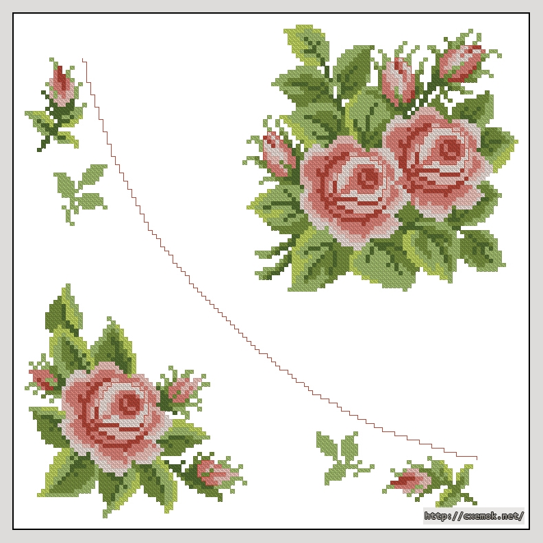 Скачать схему вышивки нитками Розы, автор 