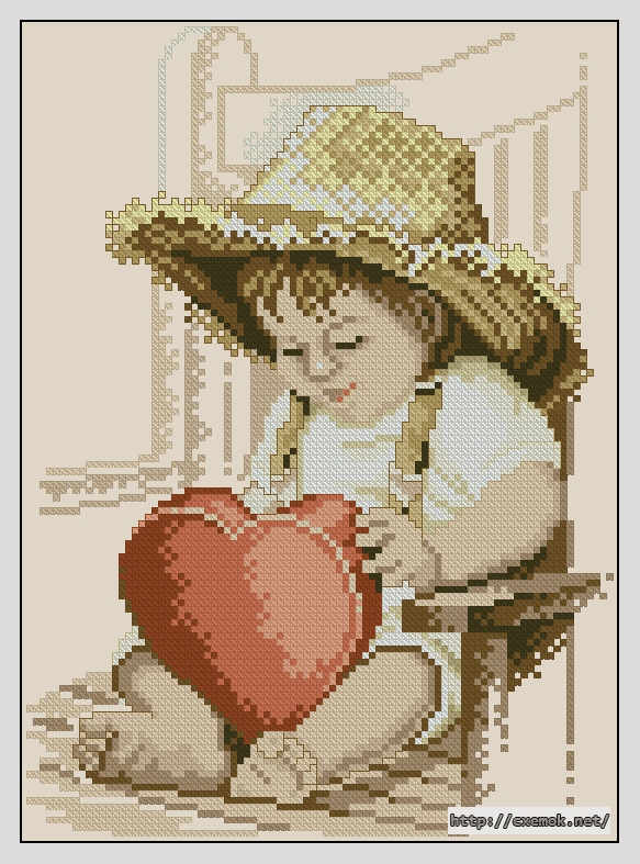 Download embroidery patterns by cross-stitch  - Baby boy with heart, author 