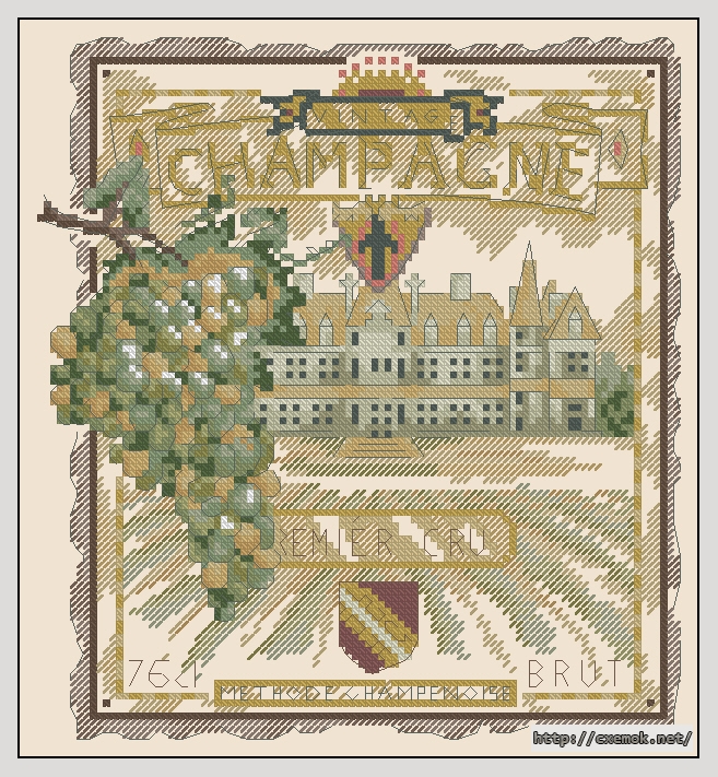 Download embroidery patterns by cross-stitch  - Champagne, author 