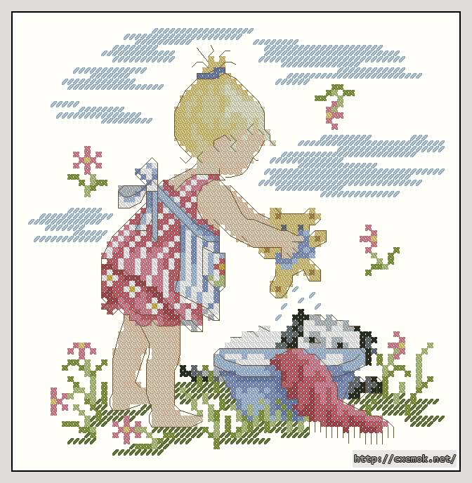 Download embroidery patterns by cross-stitch  - Wash day, author 