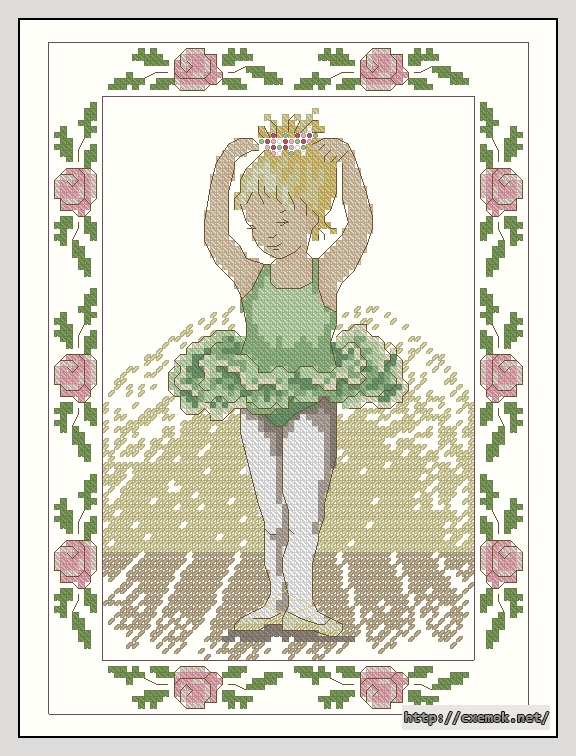 Download embroidery patterns by cross-stitch  - Green ballerina, author 