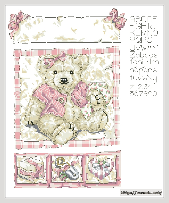 Download embroidery patterns by cross-stitch  - Bear birth sampler, author 