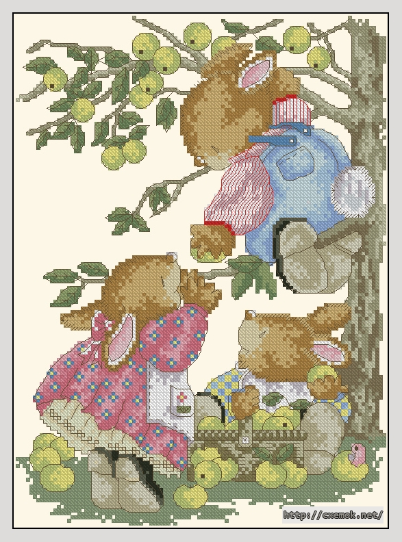 Download embroidery patterns by cross-stitch  - Apple picking, author 