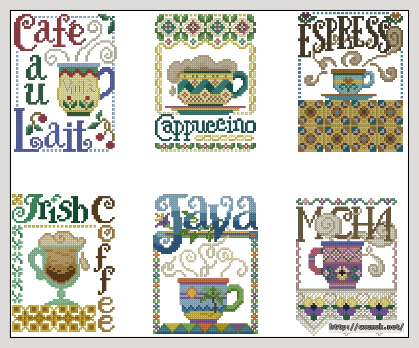 Download embroidery patterns by cross-stitch  - Coffeehouse favorites