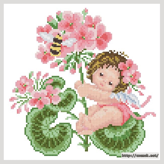 Download embroidery patterns by cross-stitch  - Geranium fairy, author 