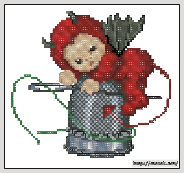 Download embroidery patterns by cross-stitch  - Little stitch devil with thimble, author 
