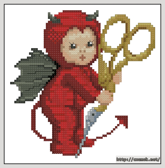 Download embroidery patterns by cross-stitch  - Little stitch devil with scissors, author 