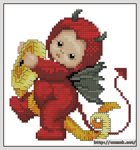 Download embroidery patterns by cross-stitch  - Little stitch devil with measure tape, author 