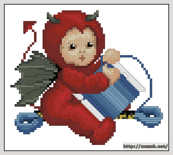 Download embroidery patterns by cross-stitch  - Little stitch devil with bobbin, author 