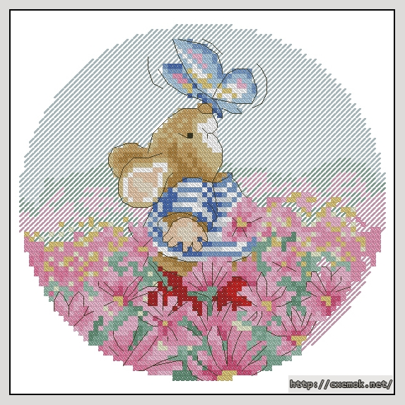Download embroidery patterns by cross-stitch  - Tom mouse with butterfly, author 