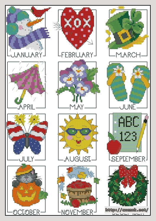 Download embroidery patterns by cross-stitch  - A year of events, author 