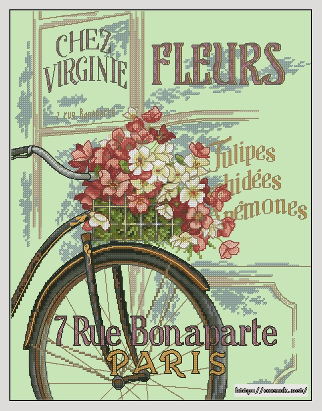 Download embroidery patterns by cross-stitch  - Parisian bycicle, author 