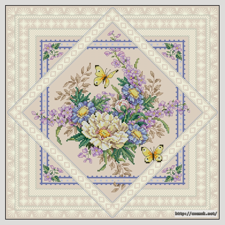 Download embroidery patterns by cross-stitch  - Flowers and lace, author 