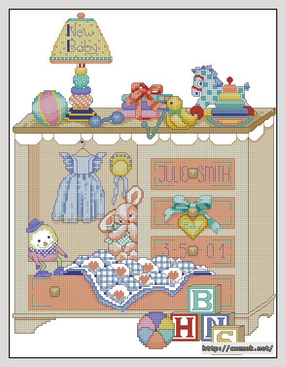 Download embroidery patterns by cross-stitch  - New baby sampler girl