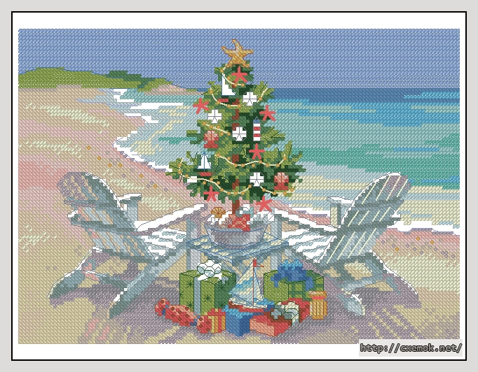 Скачать схему вышивки нитками Christmas on the Beach, автор 