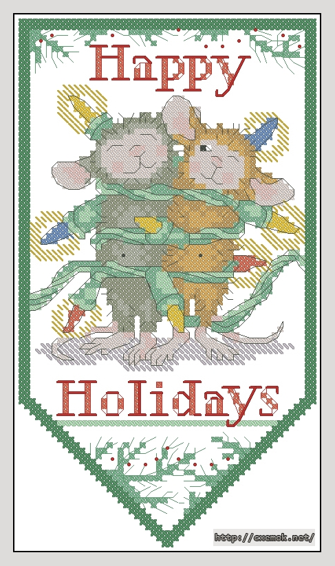 Скачать схемы вышивки нитками / крестом  - Happy holidays, автор 