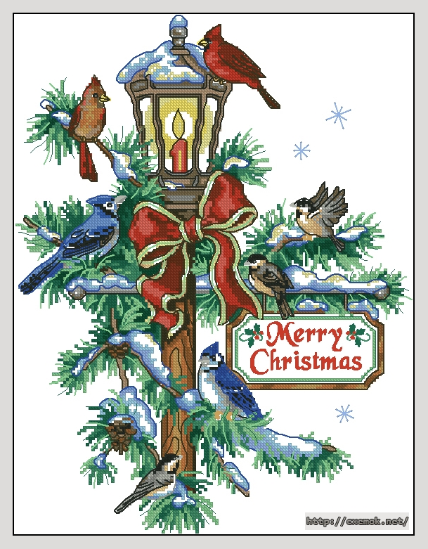 Скачать схемы вышивки нитками / крестом  - Christmas lantern quilt, автор 