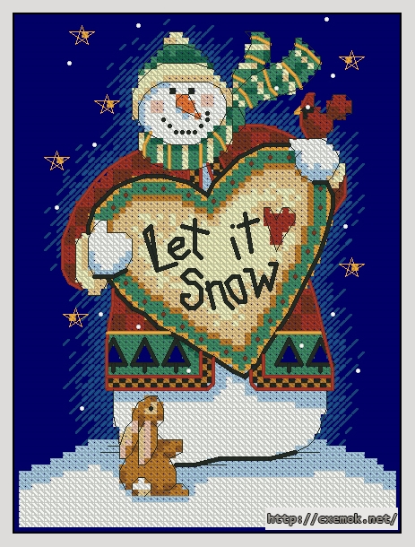 Download embroidery patterns by cross-stitch  - Holiday snowman, author 