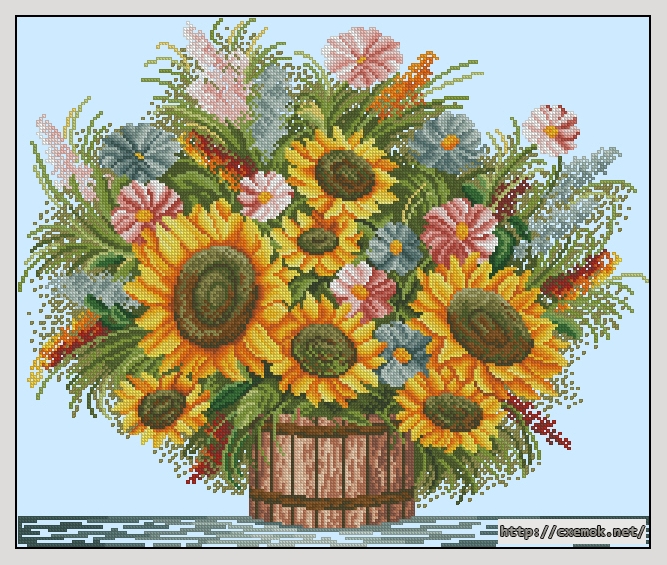 Скачать схему вышивки нитками Sunflower, автор 
