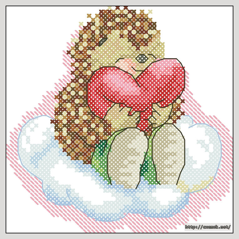 Download embroidery patterns by cross-stitch  - Hedgehog with heart, author 