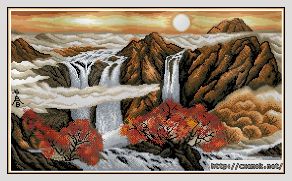 Download embroidery patterns by cross-stitch  - Autumn sunrise, author 