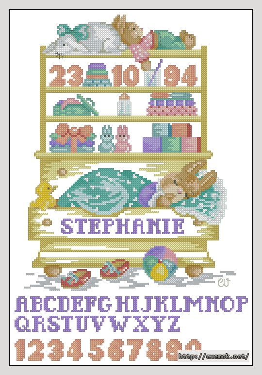 Download embroidery patterns by cross-stitch  - Baby sampler stephanie, author 