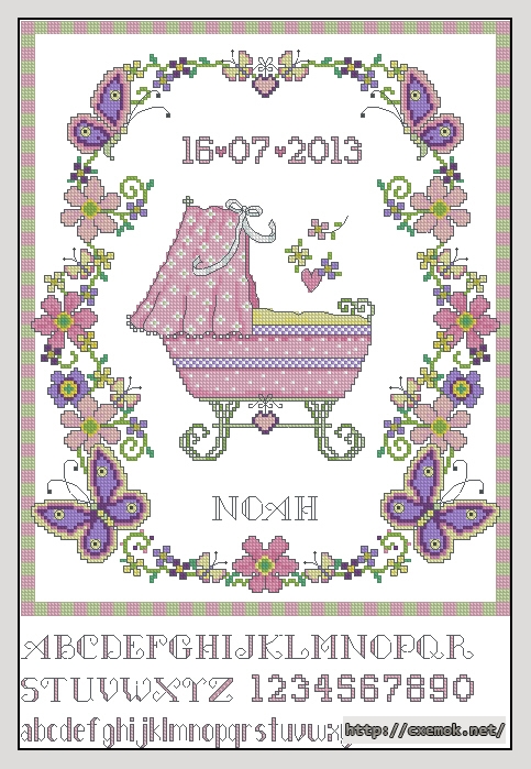 Download embroidery patterns by cross-stitch  - Baby sampler girl, author 