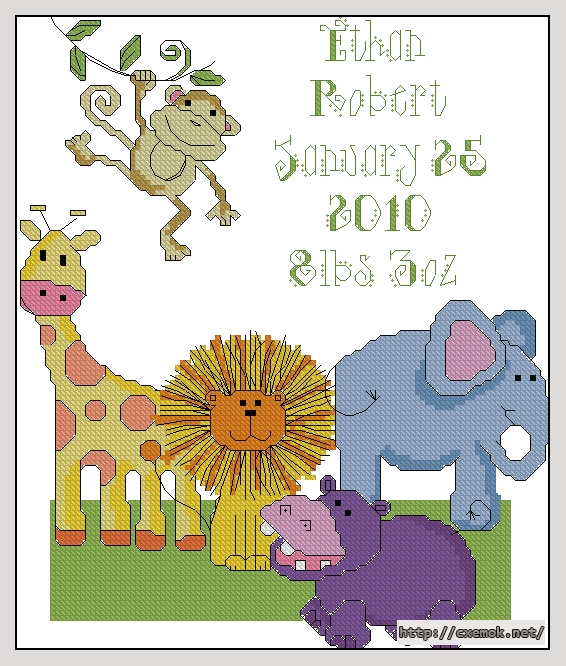 Download embroidery patterns by cross-stitch  - Safari baby sampler, author 