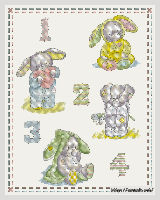 Скачать схемы вышивки нитками / крестом  - Some bunny to love sampler, автор 